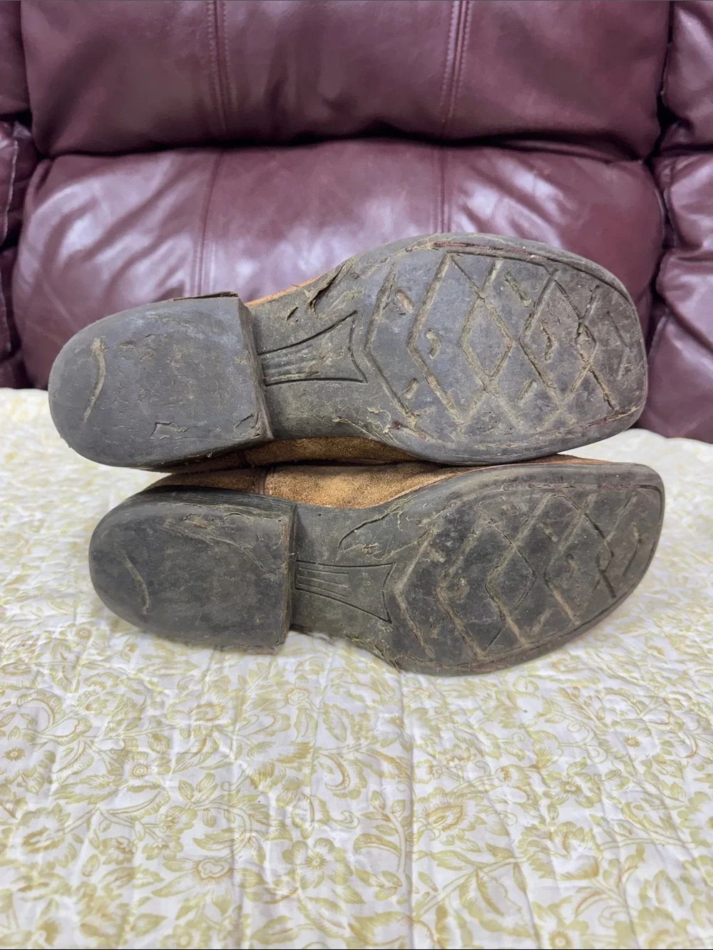 Ariat Brown Suede Cowboy Boots with Desert Camo Shaft